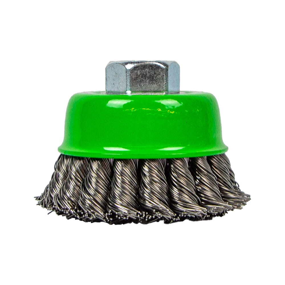 Cup Brush, Knotted, 2-3/4 in x .020 in x 5/8 in-11 Arbor